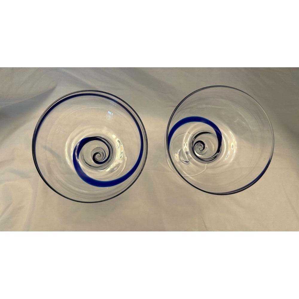 Pier 1 Imports SWIRLINE Cobalt Blue MARGARITA GLASSES Set of 2 - Picture 2 of 3